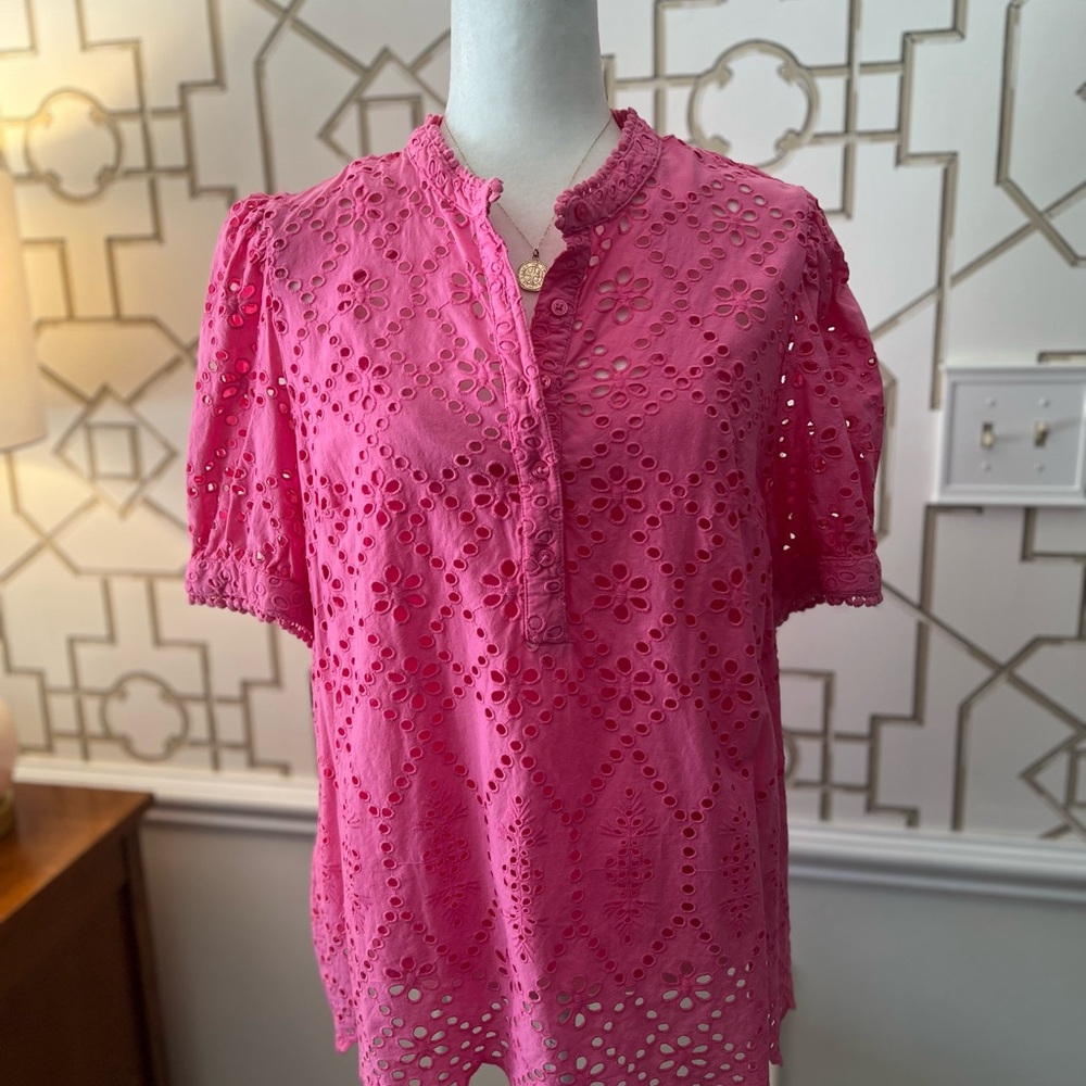 Pink Eyelet Women's Top